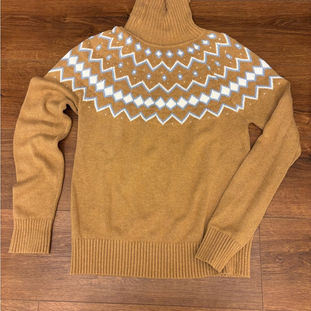 J Crew Turtleneck Sweater with White Pattern